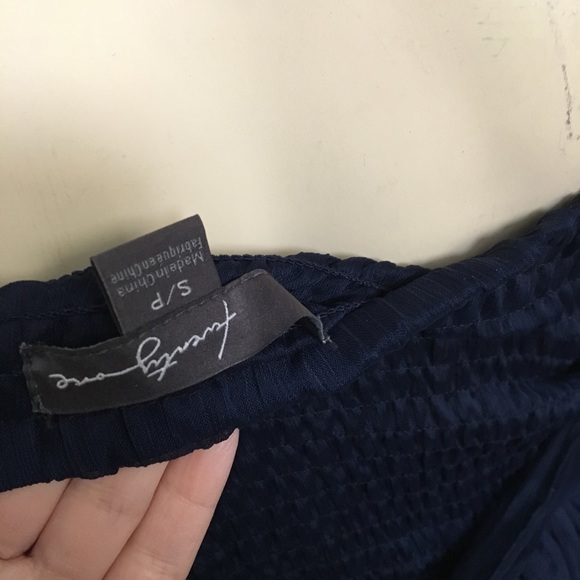 navy sweetheart neck flowy slip dress size small - Picture 6 of 6